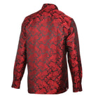 Dotted Paisley - Red Long Sleeve Jacquard Woven Men's Shirt