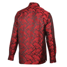 Dotted Paisley - Red Long Sleeve Jacquard Woven Men's Shirt