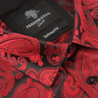 Dotted Paisley - Red Long Sleeve Jacquard Woven Men's Shirt