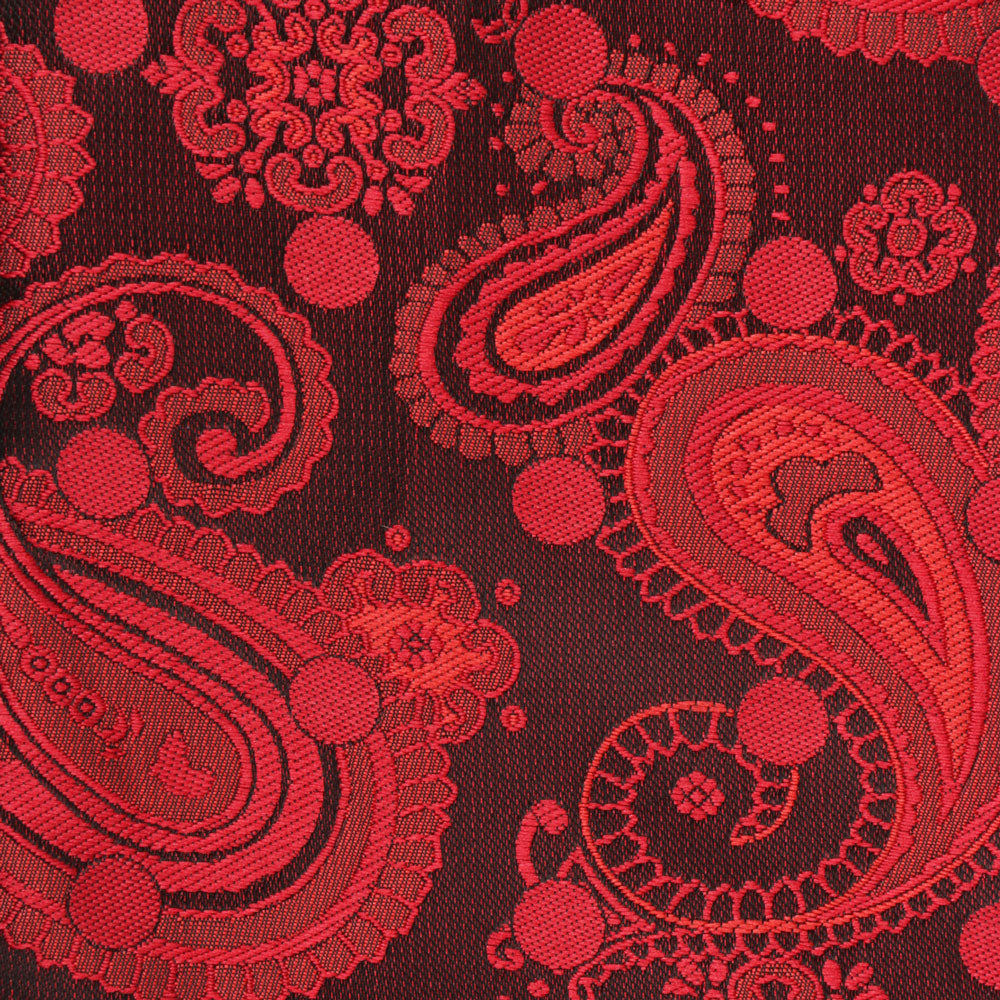 Dotted Paisley - Red Long Sleeve Jacquard Woven Men's Shirt