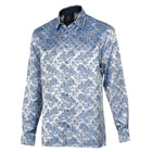 Dotted Paisley - Royal Blue Long Sleeve Jacquard Woven Men's Shirt
