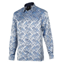 Dotted Paisley - Royal Blue Long Sleeve Jacquard Woven Men's Shirt