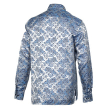 Dotted Paisley - Royal Blue Long Sleeve Jacquard Woven Men's Shirt