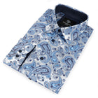 Dotted Paisley - Royal Blue Long Sleeve Jacquard Woven Men's Shirt