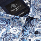 Dotted Paisley - Royal Blue Long Sleeve Jacquard Woven Men's Shirt