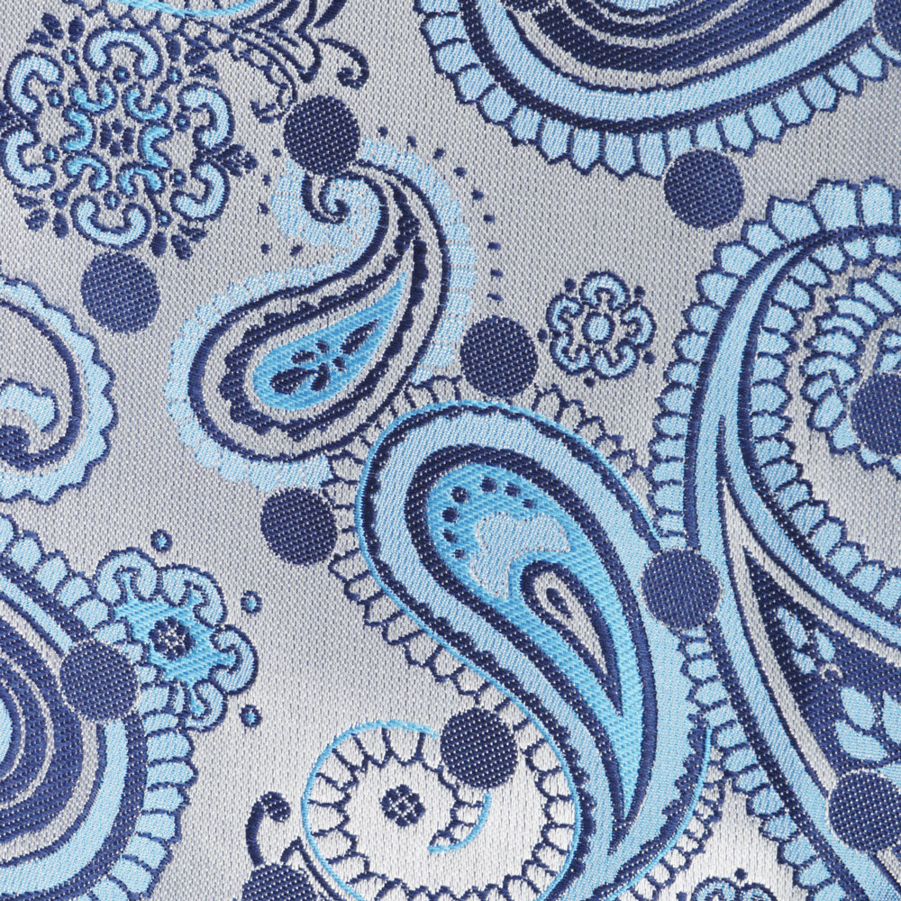 Dotted Paisley - Royal Blue Long Sleeve Jacquard Woven Men's Shirt