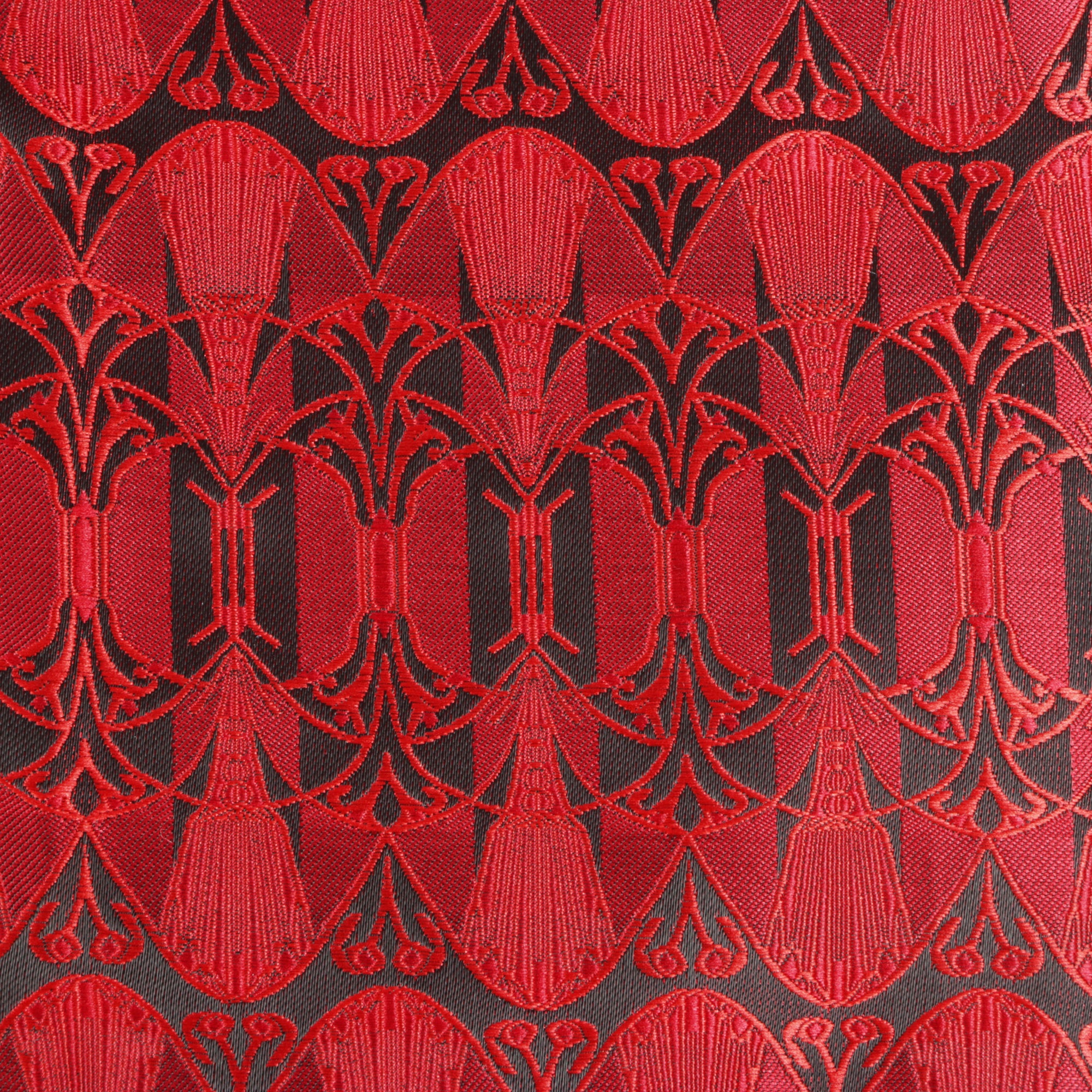 African Shield - Red Men's Jacquard Satin Luxury Formal Shirt