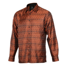 African Shield - Burnt Orange Men's Jacquard Satin Luxury Formal Shirt