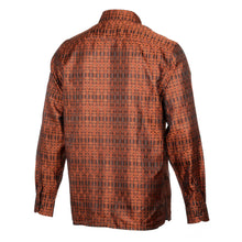 African Shield - Burnt Orange Men's Jacquard Satin Luxury Formal Shirt
