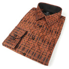 African Shield - Burnt Orange Men's Jacquard Satin Luxury Formal Shirt