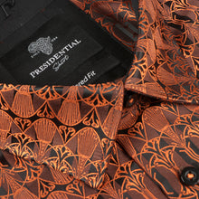 African Shield - Burnt Orange Men's Jacquard Satin Luxury Formal Shirt