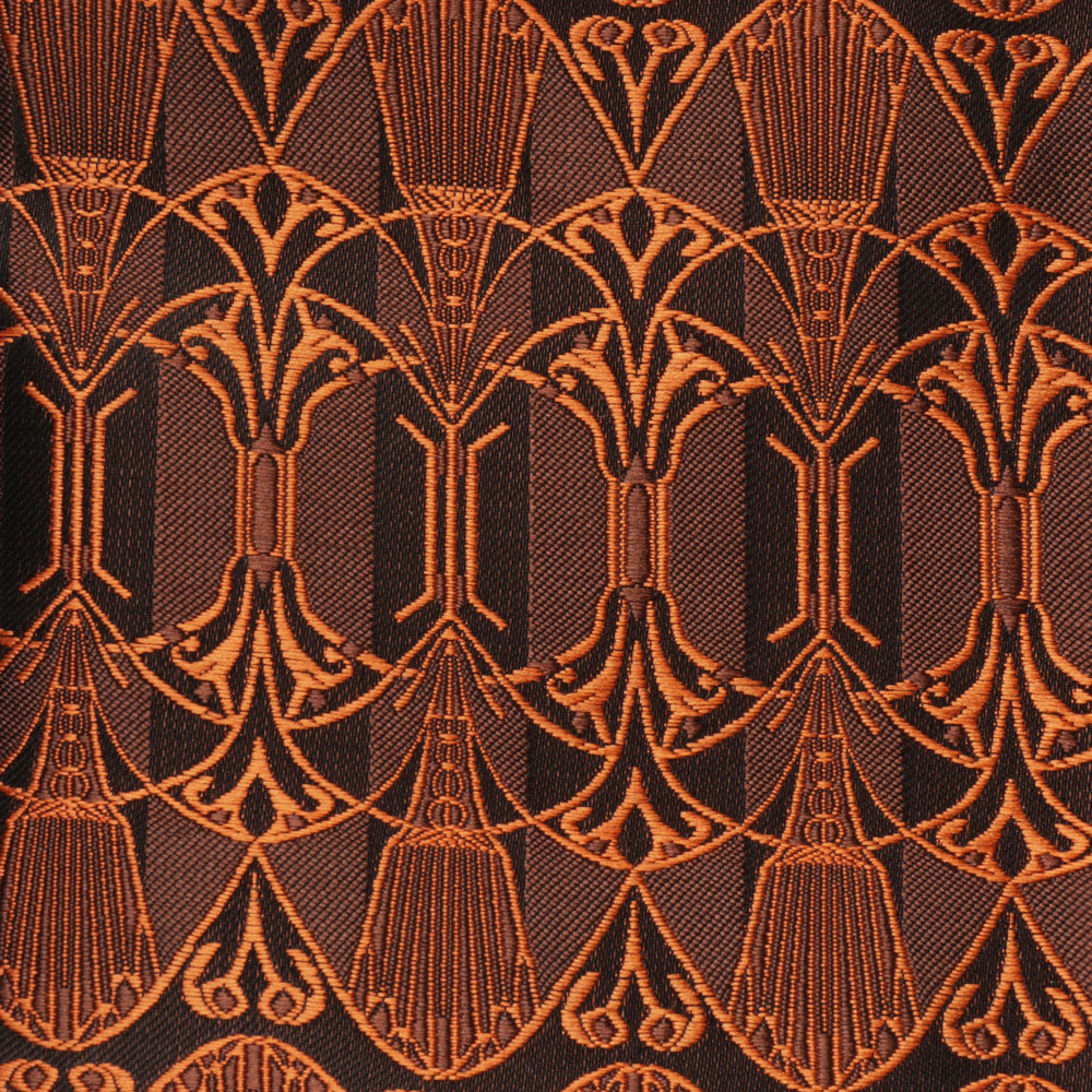 African Shield - Burnt Orange Men's Jacquard Satin Luxury Formal Shirt