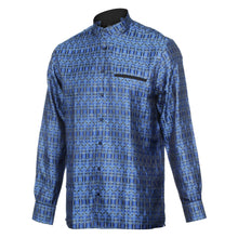 African Shield - Royal Blue Men's Jacquard Satin Luxury Formal Shirt
