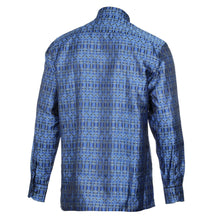 African Shield - Royal Blue Men's Jacquard Satin Luxury Formal Shirt