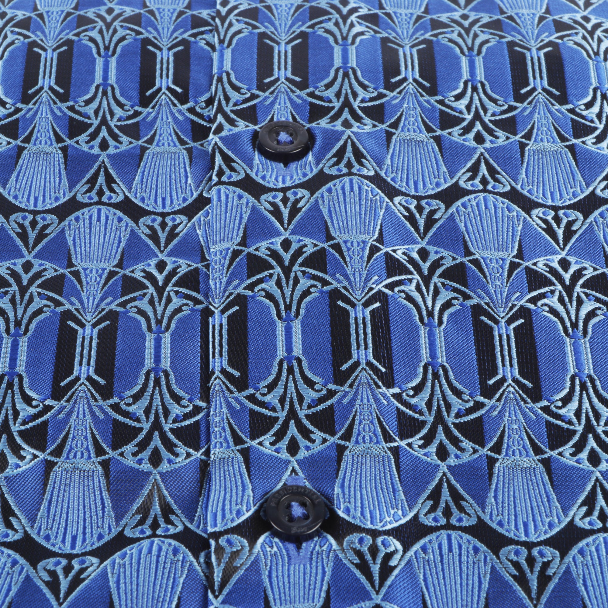 African Shield - Royal Blue Men's Jacquard Satin Luxury Formal Shirt