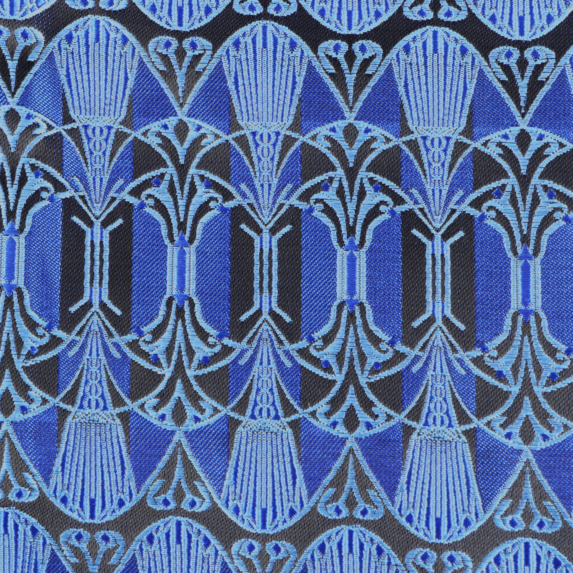 African Shield - Royal Blue Men's Jacquard Satin Luxury Formal Shirt