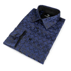African Shield - Navy Men's Jacquard Satin Luxury Formal Shirt