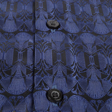 African Shield - Navy Men's Jacquard Satin Luxury Formal Shirt