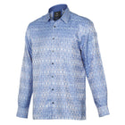 African Shield - Blue Men's Jacquard Satin Luxury Formal Shirt