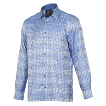 African Shield - Blue Men's Jacquard Satin Luxury Formal Shirt