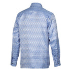 African Shield - Blue Men's Jacquard Satin Luxury Formal Shirt