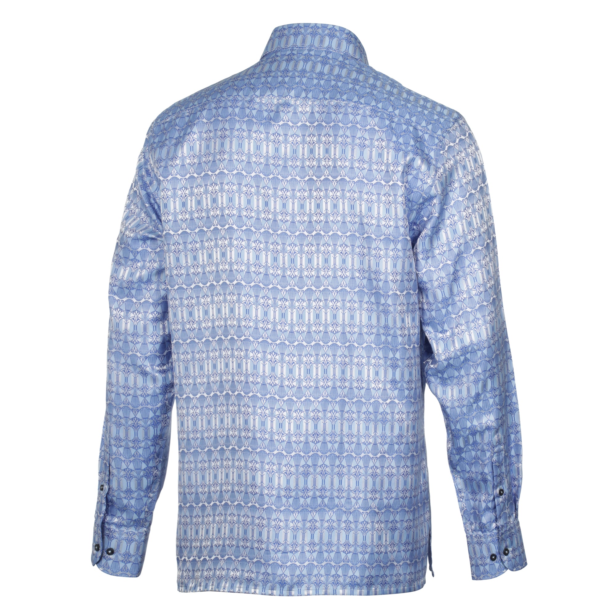 African Shield - Blue Men's Jacquard Satin Luxury Formal Shirt