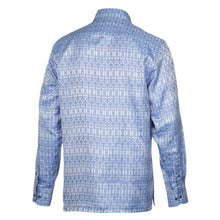 African Shield - Blue Men's Jacquard Satin Luxury Formal Shirt