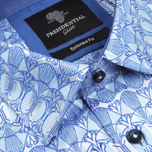 African Shield - Blue Men's Jacquard Satin Luxury Formal Shirt