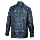 Paisley Flower - Navy Men's Jacquard Satin Luxury Formal Shirt