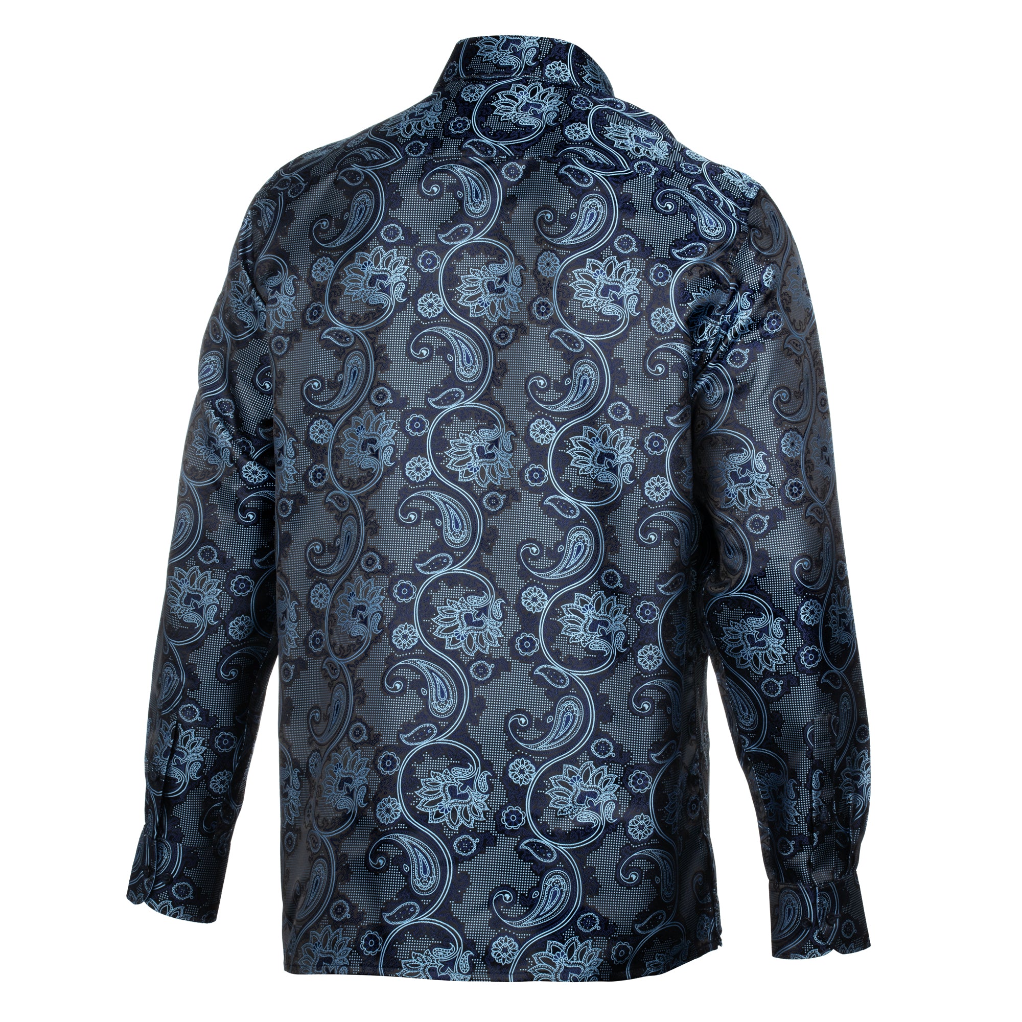 Paisley Flower - Navy Men's Jacquard Satin Luxury Formal Shirt