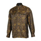 Paisley Flower - Brown Men's Jacquard Satin Luxury Formal Shirt