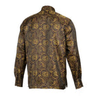 Paisley Flower - Brown Men's Jacquard Satin Luxury Formal Shirt