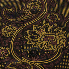 Paisley Flower - Brown Men's Jacquard Satin Luxury Formal Shirt
