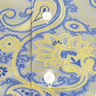 Paisley Flower - Blue Yellow Men's Jacquard Satin Luxury Formal Shirt