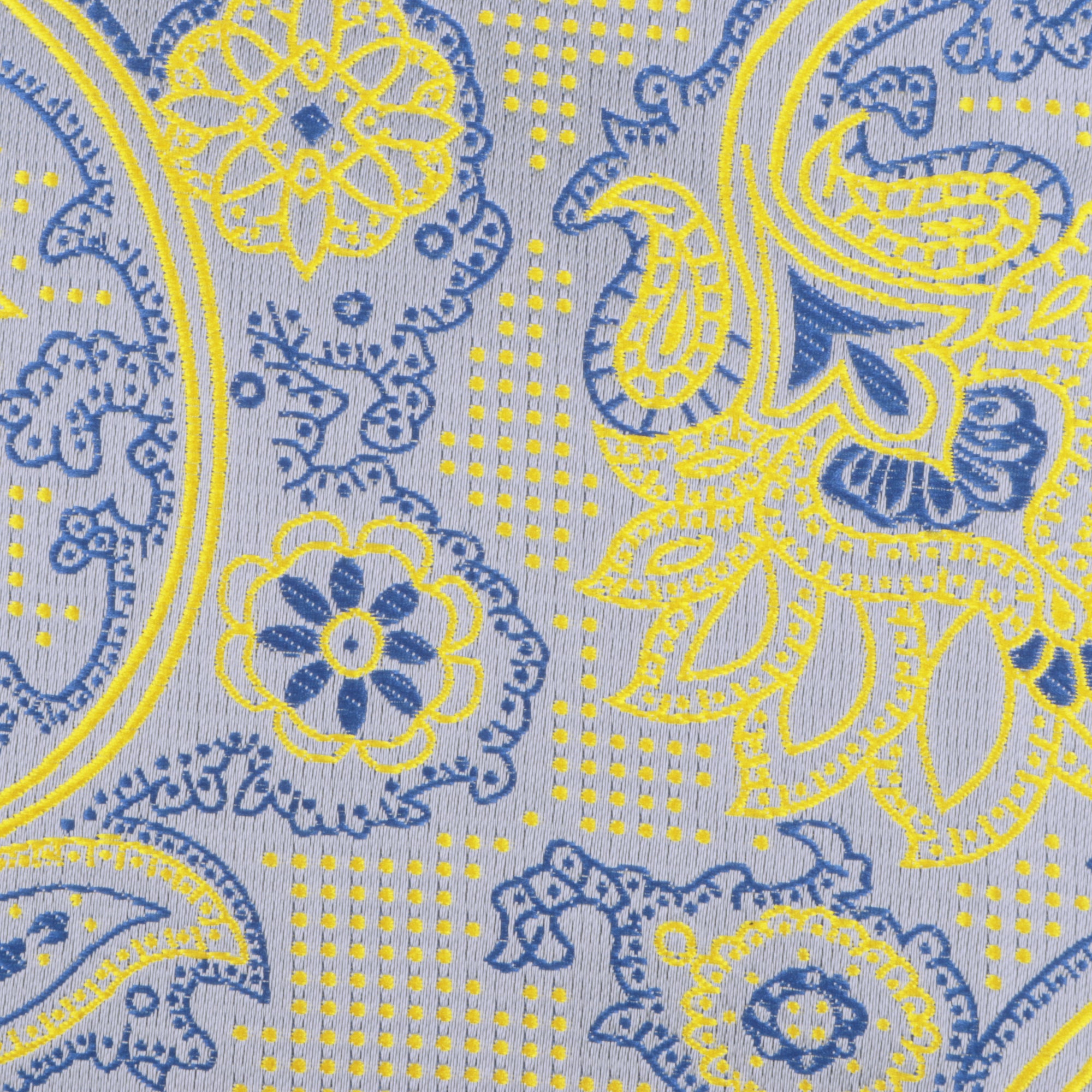 Paisley Flower - Blue Yellow Men's Jacquard Satin Luxury Formal Shirt