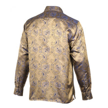 Paisley Flower - Gold Men's Jacquard Satin Luxury Formal Shirt