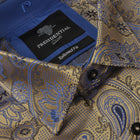 Paisley Flower - Gold Men's Jacquard Satin Luxury Formal Shirt