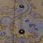 Paisley Flower - Gold Men's Jacquard Satin Luxury Formal Shirt
