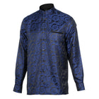Paisley Leave - Royal Blue Men's Jacquard Satin Luxury Formal Shirt