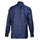 Paisley Leave - Royal Blue Men's Jacquard Satin Luxury Formal Shirt