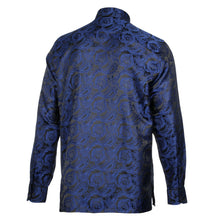 Paisley Leave - Royal Blue Men's Jacquard Satin Luxury Formal Shirt