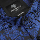 Paisley Leave - Royal Blue Men's Jacquard Satin Luxury Formal Shirt