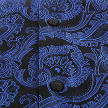 Paisley Leave - Royal Blue Men's Jacquard Satin Luxury Formal Shirt