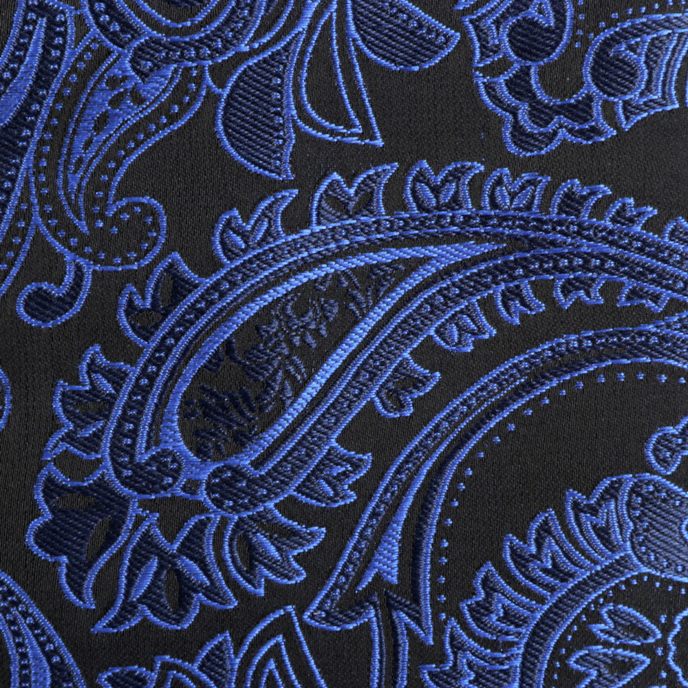 Paisley Leave - Royal Blue Men's Jacquard Satin Luxury Formal Shirt