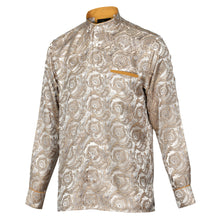 Paisley Leave - Light Brown Men's Jacquard Satin Luxury Formal Shirt