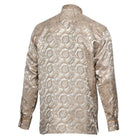 Paisley Leave - Light Brown Men's Jacquard Satin Luxury Formal Shirt