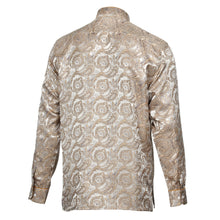 Paisley Leave - Light Brown Men's Jacquard Satin Luxury Formal Shirt