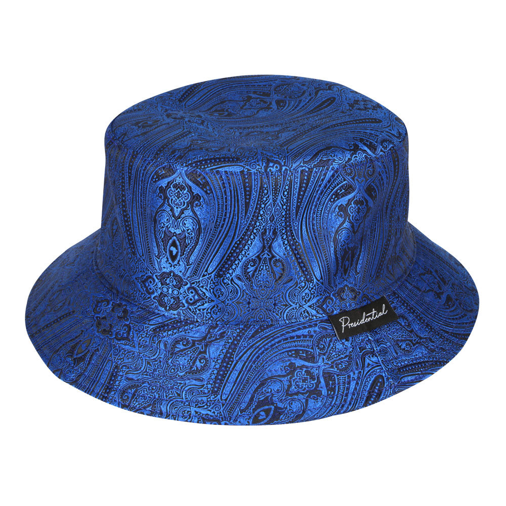 Men's Bucket Hat, Jacquard Woven Satin - Royal Prince Blue