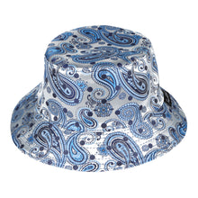 Men's Bucket Hat, Jacquard Woven Satin - Dotted Paisley Light Blue