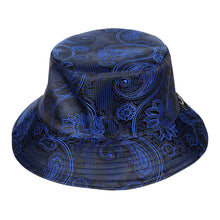 Men's Bucket Hat, Jacquard Woven Satin - Paisley Flower Navy